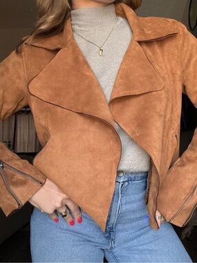 Shasa Tan Leather Jacket for Women